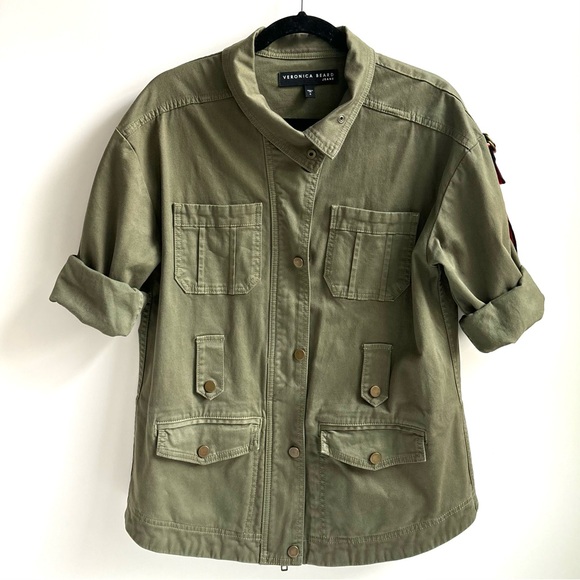 Veronica Beard Paulette Belted Jacket Olive Green Abbreviated Sleeves Small - Picture 16 of 17